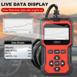 Escáner OBD2 mostrando gráfica de línea de datos de motor en vivo.