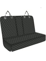 Funda acolchada para asiento de auto con correas para reposacabezas y cierres centrales.