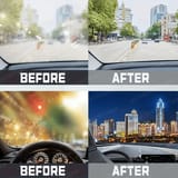 Comparaciones de visibilidad de día y de noche a través del parabrisas, antes y después.