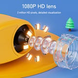 Despiece de la lente del microscopio con luces LED alrededor y la base transparente separada