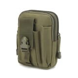 Bolso táctico organizador de color verde oliva en posición vertical sobre fondo blanco.