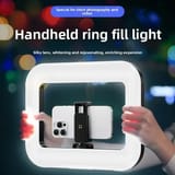 Aro de luz de mano con soporte para celular y cámara
