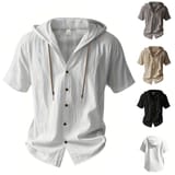Camisa para hombre fresca con capucha de lino