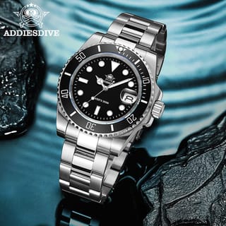 Reloj ADDIESDIVE para Hombre de Acero Inoxidable, Cuarzo, Resistente al Agua 20 bar