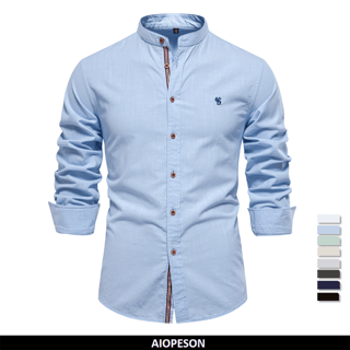 Camisa casual de algodón AIOPESON de manga larga