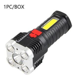 Linterna recargable LED con luz lateral y 3 modos para camping y emergencias