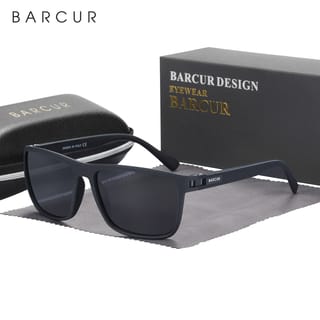 BARCUR Gafas de sol polarizadas rectangulares UV400 con montura TR90 ligera