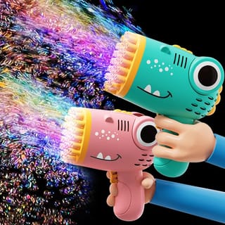 Pistola de Burbujas con Forma de Dinosaurio, 40 Salidas, Eléctrica