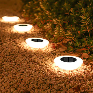 Pack de 4 luces solares para suelo con 14 LED, impermeables para jardín y senderos