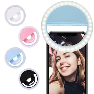 Anillo de luz LED recargable con clip para selfies y maquillaje