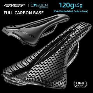 RYET Sillín de bicicleta de carretera con estampado 3D, carbono 120g, 250x140mm