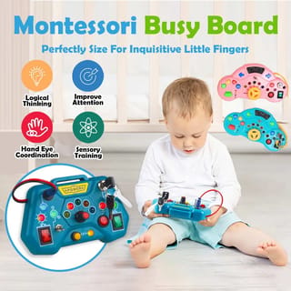 Tablero de Actividades Montessori con Luces, Interruptores y Llave para Bebés y Niños