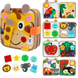 BizyKoady Libro Sensorial Montessori de Tela con Jirafa para Niños de 3 a 6 Años