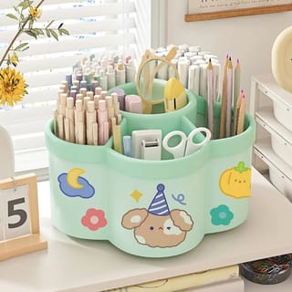 Organizador de Escritorio Giratorio Porta Lápices y Maquillaje