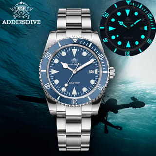 Reloj de pulsera ADDIESDIVE de buceo 200 m, cuarzo, bisel cerámico y manecillas luminosas