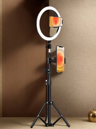 Aro de luz LED 10" con trípode de 110 cm y control remoto para celular