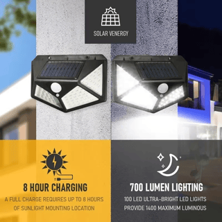 Lámpara solar de exterior HOMEFISH con 100 LED y sensor de movimiento, impermeable