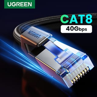 Cable Ethernet UGREEN Cat 8 trenzado blindado RJ45, 40 Gbps, para router, PC y consola