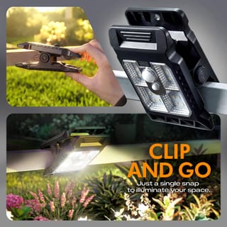 Foco solar con sensor de movimiento y clip, impermeable