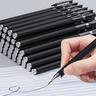 Set de 10 plumas de gel negras con punta de bala de 0.5 mm