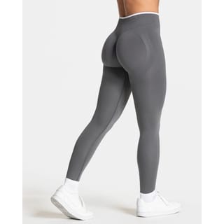 Leggings deportivos sin costuras con bloques de color y borde blanco