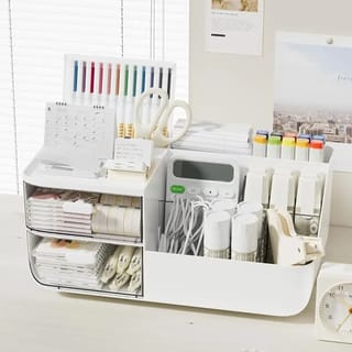 Organizador de Escritorio con 2 Cajones Transparentes