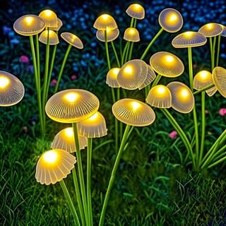 Luces solares de hongo para jardín, LED con 2 modos, impermeables