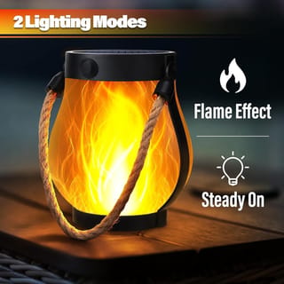 Lámpara solar colgante con efecto llama 3D y carga USB-C, impermeable