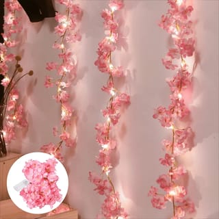 Guirnalda de luces con flores de cerezo a pilas de 2 m