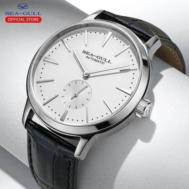 Reloj de Pulsera Sea-Gull Automático Hombre Esqueleto con Correa de Cuero 50 m