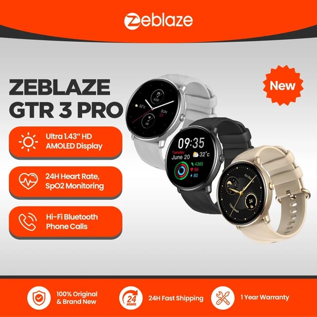 Reloj inteligente Zeblaze GTR 3 Pro con llamadas por voz, pantalla AMOLED 1,43"