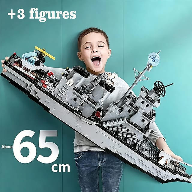 Set de bloques de construcción de buque de guerra militar 6 en 1