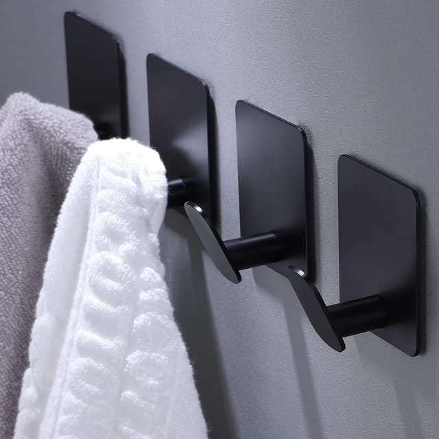 Ganchos adhesivos de pared de acero inoxidable, pack de 4