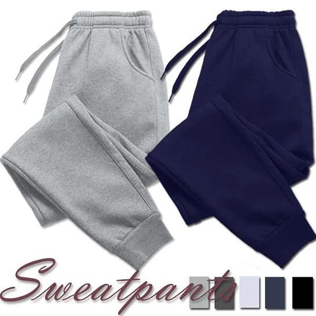 Pantalones deportivos forrados con felpa para hombre, caña larga, talle regular