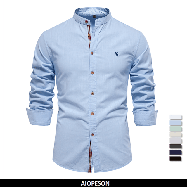 Camisa casual de algodón AIOPESON de manga larga