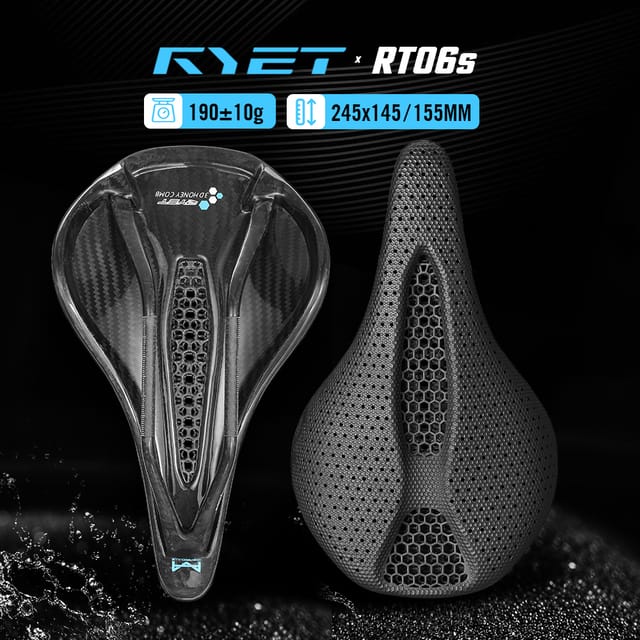 Sillín RYET RT06 de carbono impreso en 3D antiprostático 145/155mm