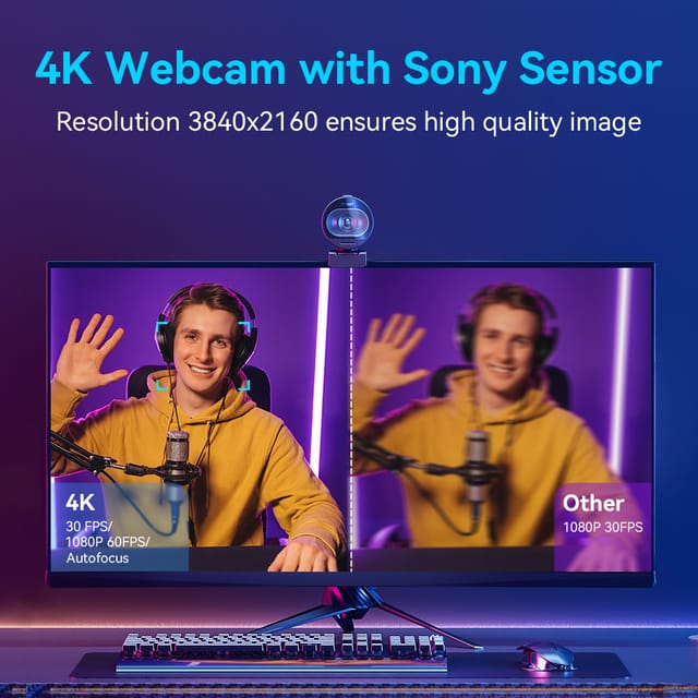 Cámara web 4K EMEET con enfoque automático y micrófono