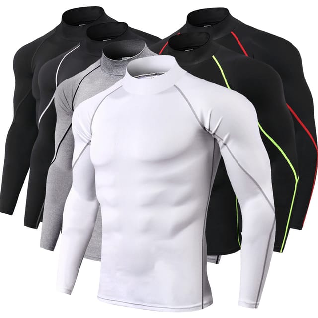 Polo deportivo de compresión y manga larga para hombre