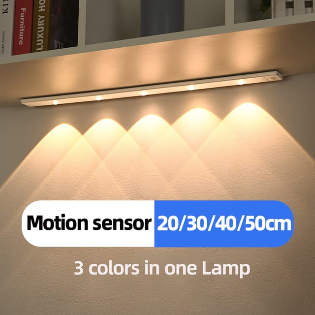 Barra de luz LED HONGQI recargable para armario con sensor