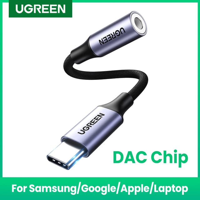 Adaptador UGREEN USB-C a 3,5 mm con DAC para audífonos y llamadas