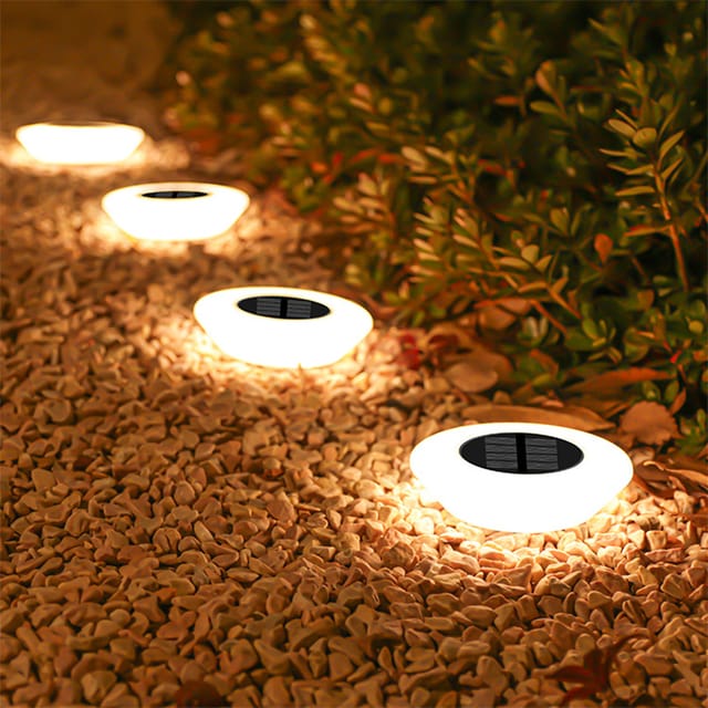 Pack de 4 luces solares para suelo con 14 LED, impermeables para jardín y senderos