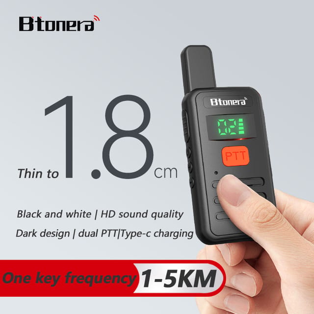 Walkie Talkie Btonera T1 mini recargable USB-C, 16 canales