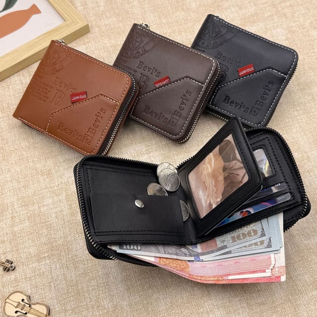 Cartera corta para hombre con cierre