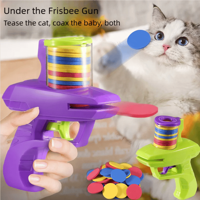 Juego de discos voladores para gatos y perros con lanzador