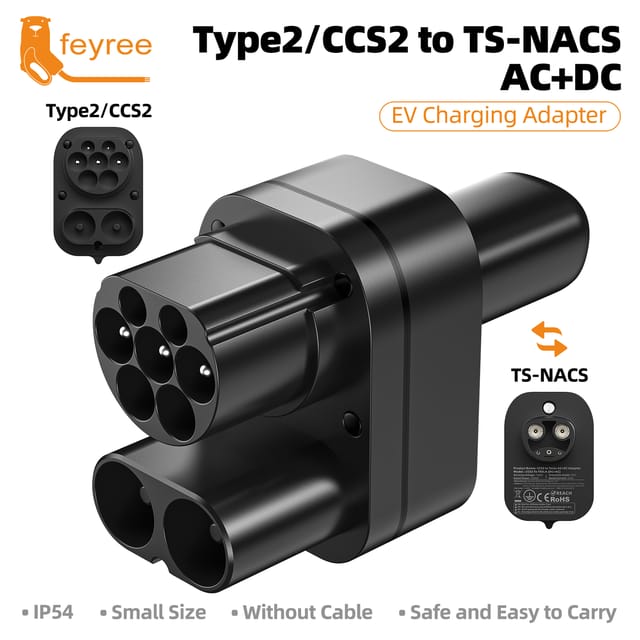 Adaptador Feyree CCS2 a Tesla AC+DC para Model 3/S/X/Y