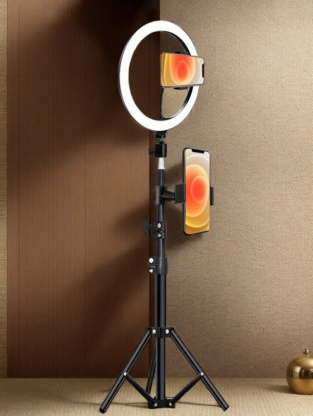 Aro de luz LED 10" con trípode de 110 cm y control remoto para celular