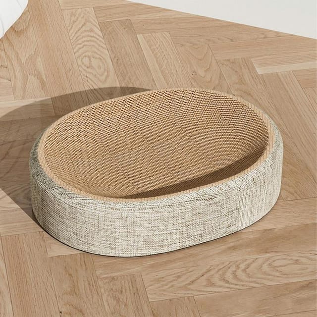 Cama rascadora ovalada de sisal para gatos