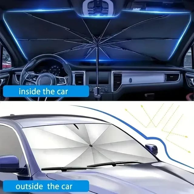 Parasol para auto plegable tipo paraguas con 10 varillas