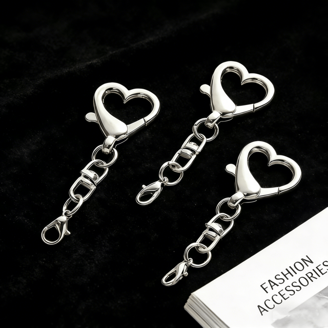 Gancho Colgante de Corazón Plateado para Llaveros y Dijes DIY, 10/20 Uds.