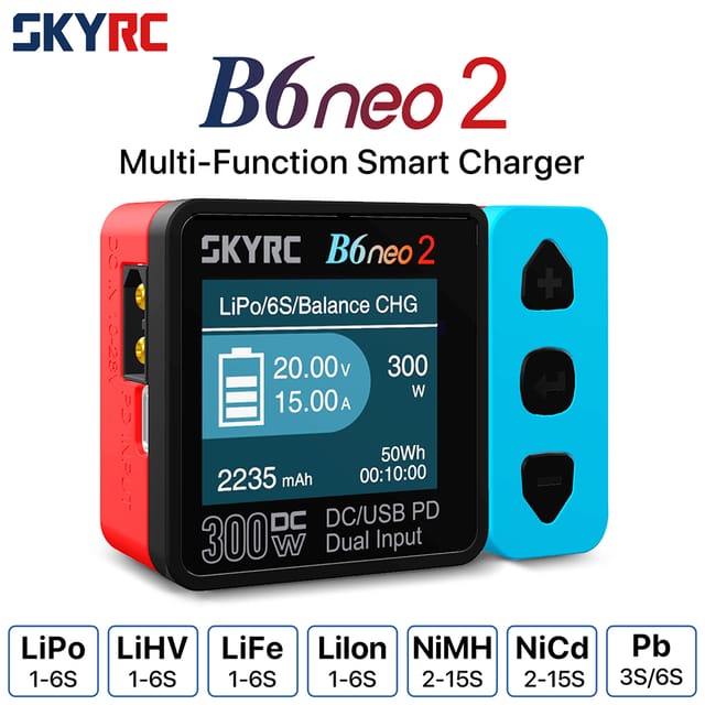 Cargador inteligente de baterías LiPo, NiMH y Pb para RC, 300 W